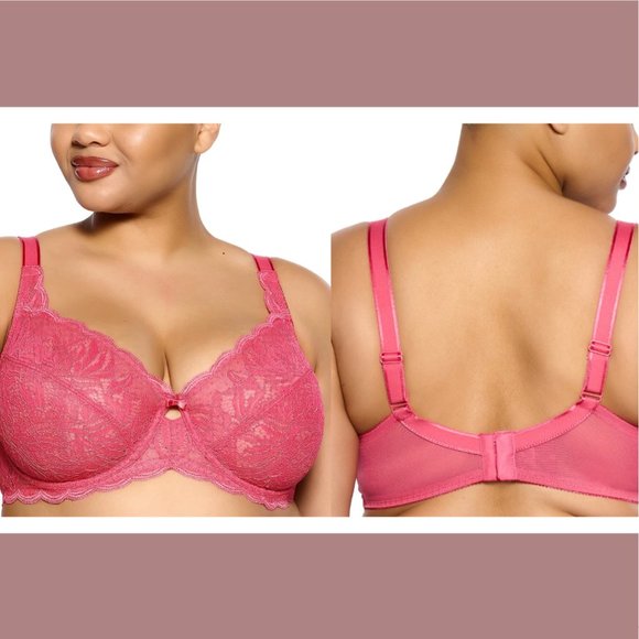 NWT Paramour [ 40H ] Peridot Unlined‎ Lace Bra in Honeysuckle Pink - Picture 1 of 14